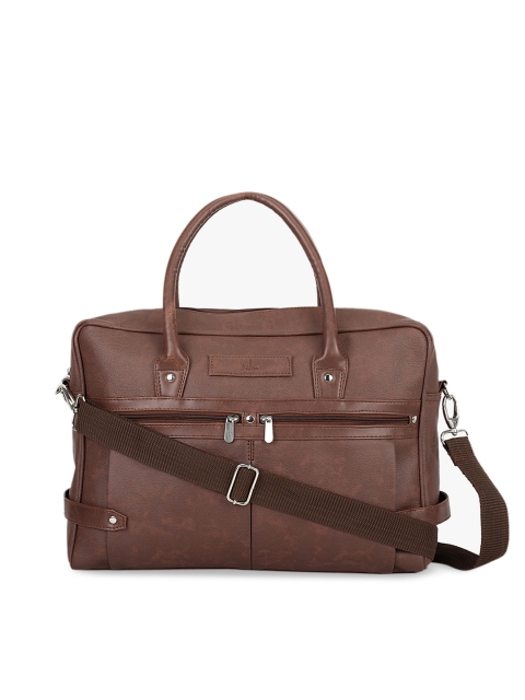 yelloe Men Coffee Brown Solid Laptop Bag