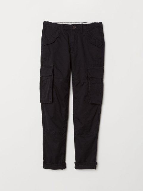 

H&M Boys Black Lined Cargo Trousers