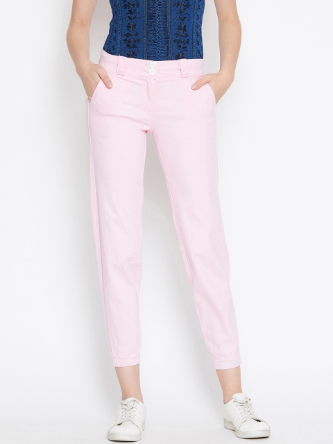 

Rider Republic Women Pink Slim Fit Solid Cigarette Trousers