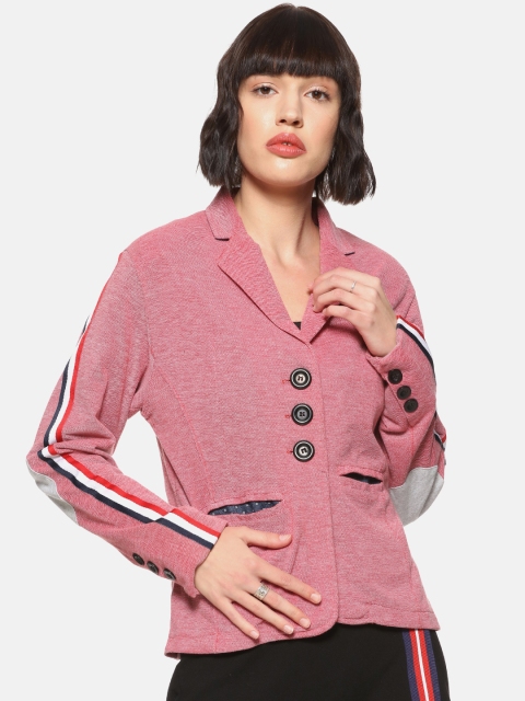 

Campus Sutra Women Red Solid Comfort Fit Lightweight Single-Breasted Blazer