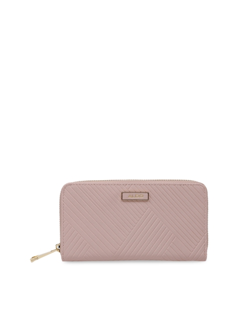 

ALDO Women Dusty Pink Quilted Zip Around Wallet