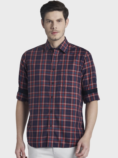 

ColorPlus Men Red & Blue Tailored Fit Checked Casual Shirt