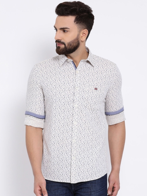 

Crimsoune Club Men Off-White Slim Fit Printed Casual Shirt