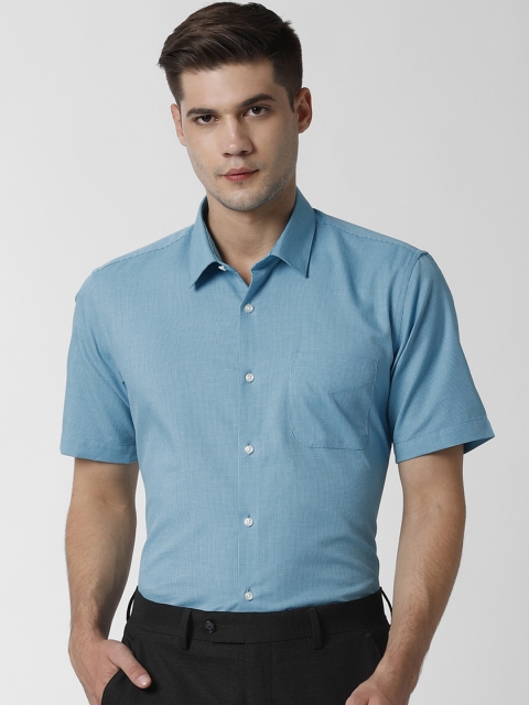 

Peter England Men Blue Regular Fit Self Design Formal Shirt