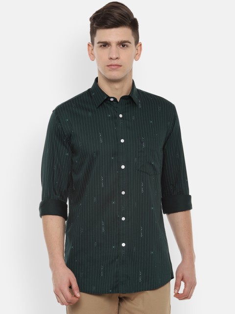 

Allen Solly Men Green Slim Fit Striped Casual Shirt