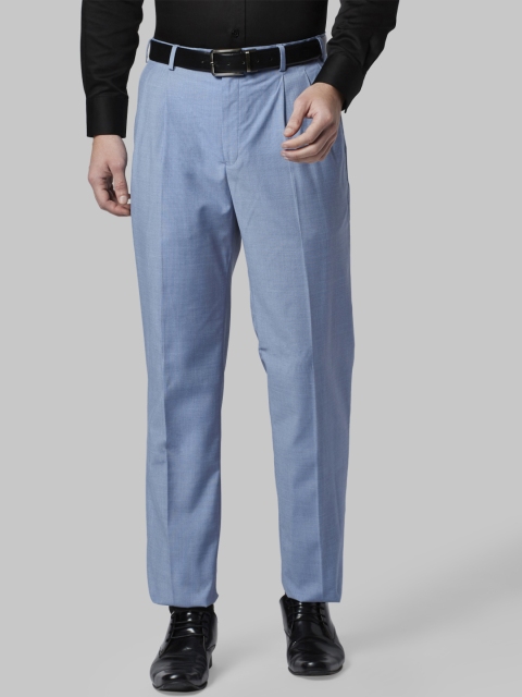 

Park Avenue Men Blue Regular Fit Solid Formal Trousers
