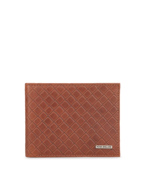 

Peter England Men Brown Textured Leather Two Fold Wallet