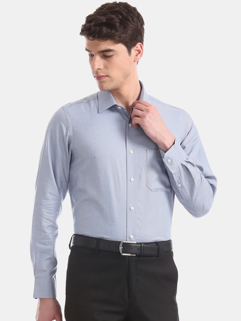 

Arrow Men Blue Regular Fit Self Design Formal Shirt
