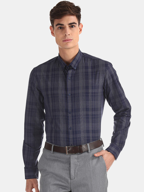 

Arrow Men Blue & White Slim Fit Checked Formal Shirt