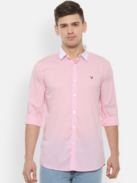 

Allen Solly Men Pink Slim Fit Striped Casual Shirt