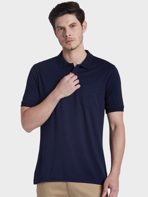 

ColorPlus Men Navy Blue Solid Polo Collar T-shirt