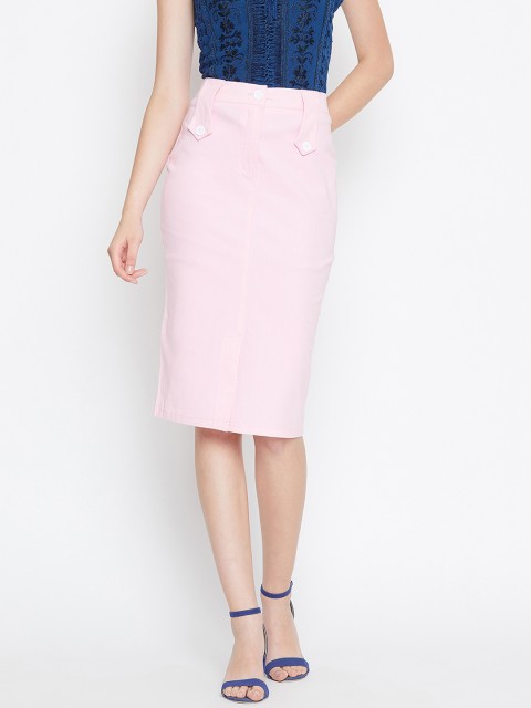 

Rider Republic Women Pink Solid Pencil Skirt