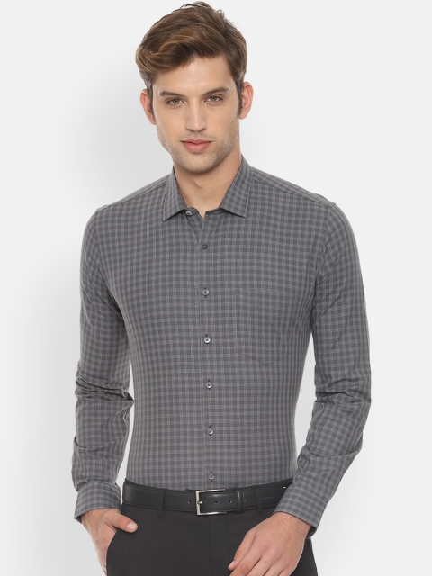 

Van Heusen Men Grey Slim Fit Checked Formal Shirt