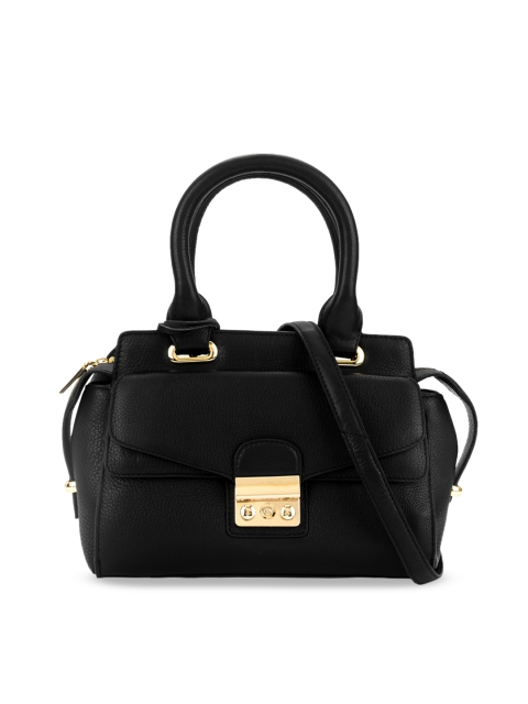 

Eske Black Solid Leather Handheld Bag