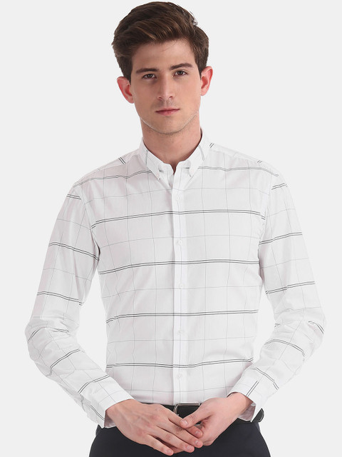 

Arrow Men White Skinny Fit Checked Formal Shirt