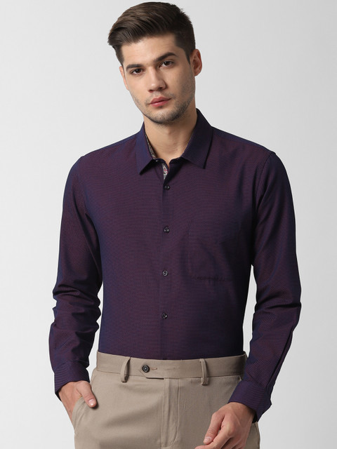 

Peter England Men Purple Slim Fit Self Design Formal Shirt