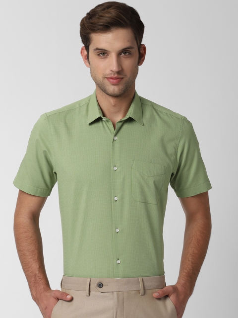 

Peter England Men Green Regular Fit Self Design Formal Shirt