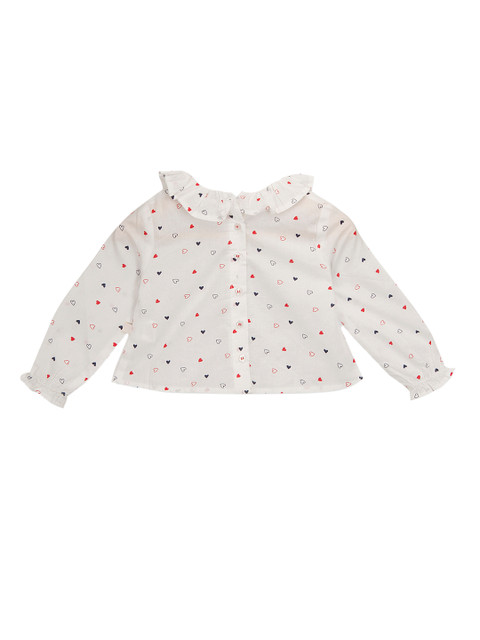 

Budding Bees Girls White & Red Heart Print Shirt Style Top