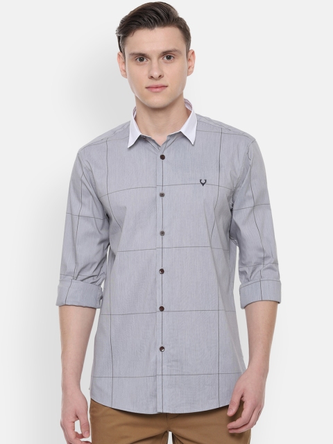 

Allen Solly Men Grey Slim Fit Checked Casual Shirt