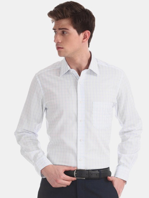 

Arrow Men White & Blue Regular Fit Checked Formal Shirt