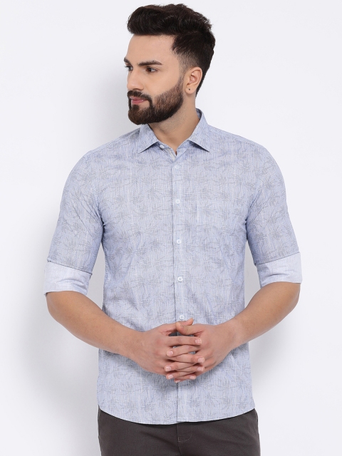 

Crimsoune Club Men Blue & Grey Slim Fit Printed Casual Shirt