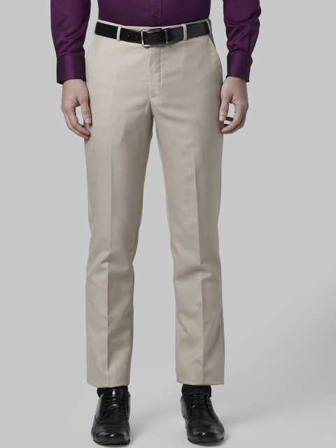 

Park Avenue Men Beige Regular Fit Solid Formal Trousers