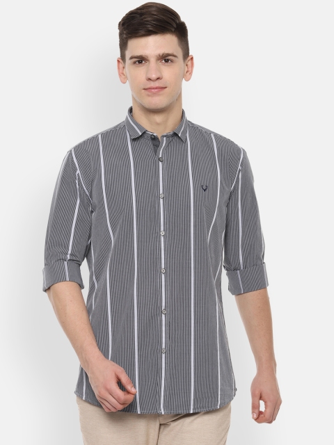 

Allen Solly Men Grey Slim Fit Striped Casual Shirt