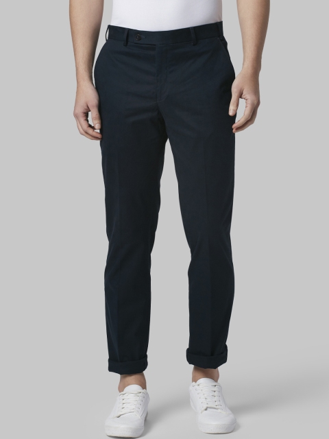 Park Avenue Men Blue Regular Fit Solid Regular Trousers