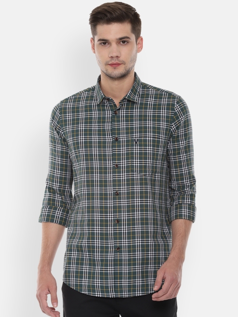 

Allen Solly Men Green & White Slim Fit Checked Casual Shirt