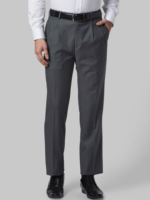 

Park Avenue Men Grey Regular Fit Solid Formal Trousers