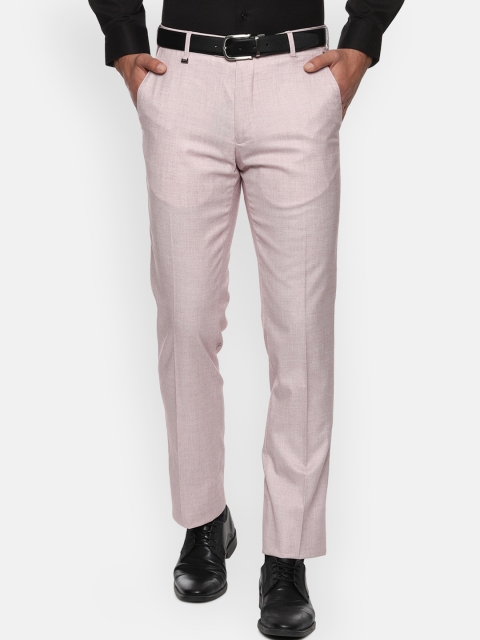 

Van Heusen Men Pink Slim Fit Self Design Formal Trousers
