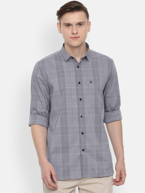 

Allen Solly Men Grey Slim Fit Checked Casual Shirt