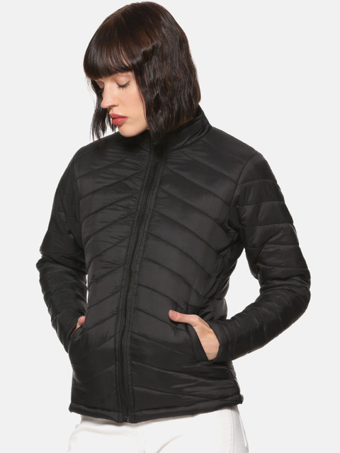 

Campus Sutra Women Black Solid Padded Jacket