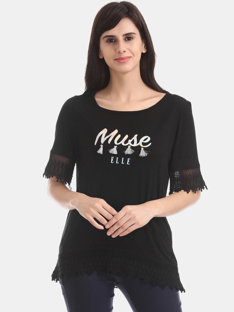 

ELLE Women Black Printed Top