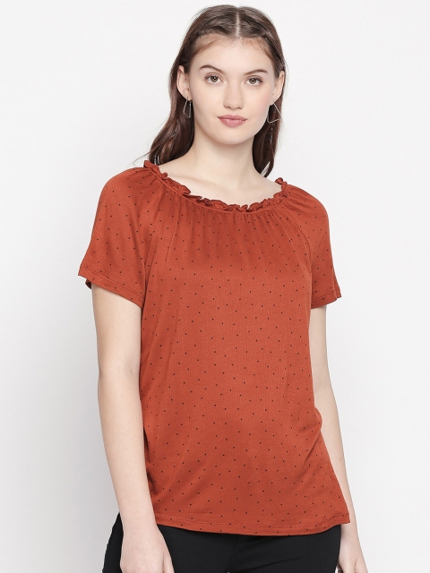 

Honey by Pantaloons Women Rust Red Printed Top