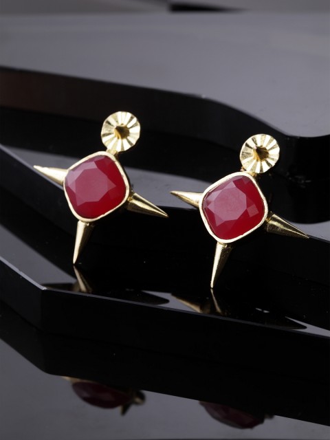 

DIVA WALK Gold-Plated Red Contemporary Drop Earrings