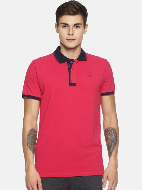

Masculino Latino Men Fuchsia Solid Polo Collar T-shirt