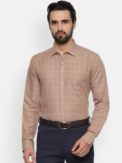 

Van Heusen Men Brown Regular Fit Checked Formal Shirt
