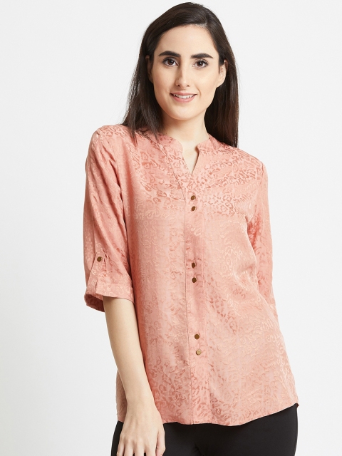 

COVER STORY Women Pink Self Design Top
