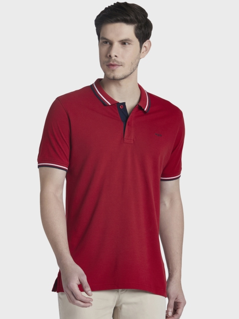 

ColorPlus Men Red Solid Polo Collar T-shirt