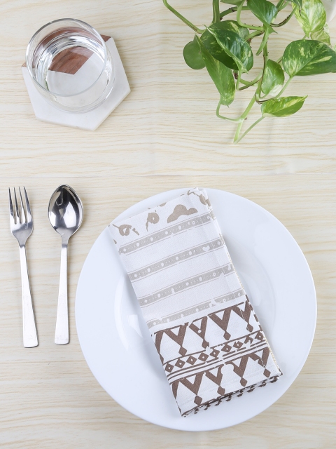 

House This Set of 4 Beige & Grey Printed Napkins