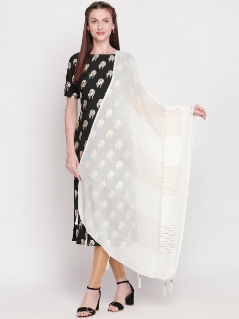 

Dupatta Bazaar Off-White & Gold-Toned Embroidered Dupatta