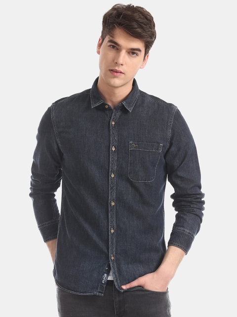 

Flying Machine Men Navy Blue Regular Fit Solid Casual Shirt