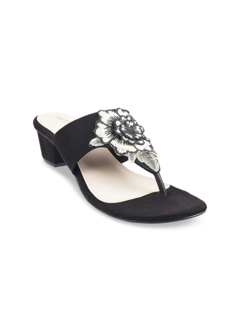 

Metro Women Black & White Applique Block Heels