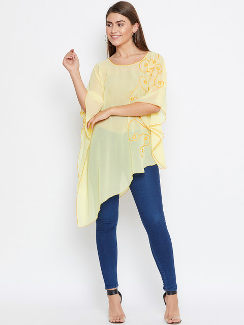 

The Kaftan Company Women Yellow Embroidered Detail Kaftan Top