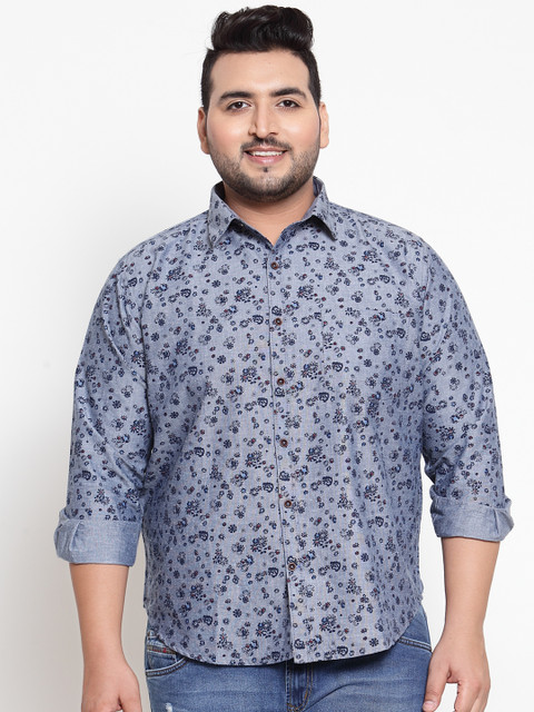 

plusS Men Blue Regular Fit Printed Casual Shirt
