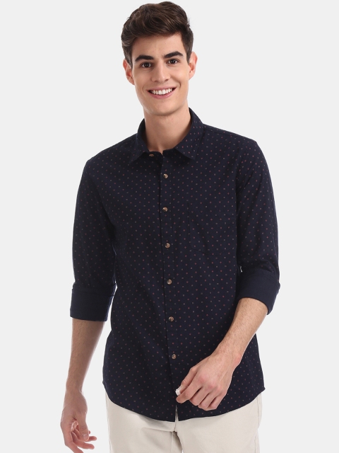

Ruggers Men Navy Blue Regular Fit Printed Casual Shirt
