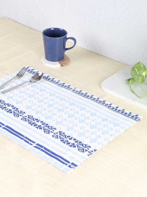 

House This Set of 2 Blue & White Printed Table Placemats