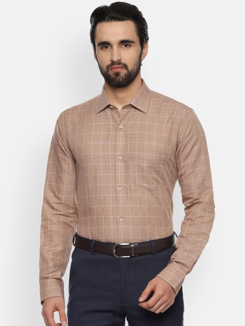 

Van Heusen Men Brown Regular Fit Checked Formal Shirt