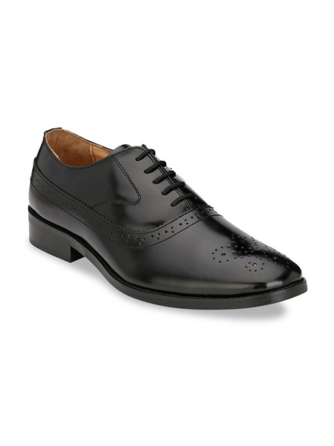 

Hi RELs Men Black Solid Geniune Leather Formal Oxfords